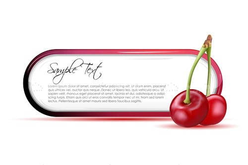 Glossy Red Frame with Cherries and Sample Text
